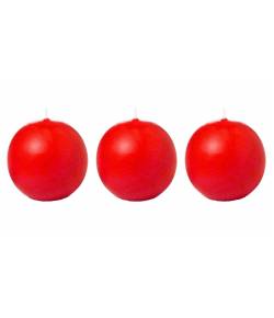 Unscented  Red  Ball Candle (Pack  of  -3)