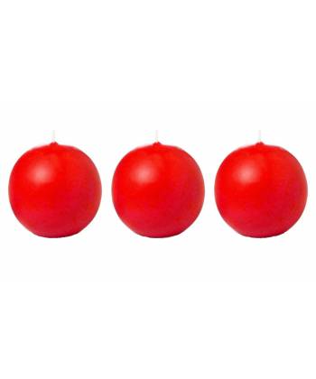 Unscented  Red  Ball Candle (Pack  of  -3)