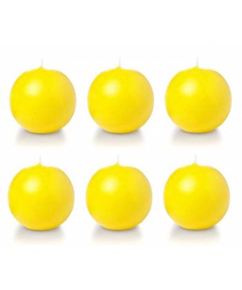 Unscented  Yellow Ball Candle (Pack  of  -6)