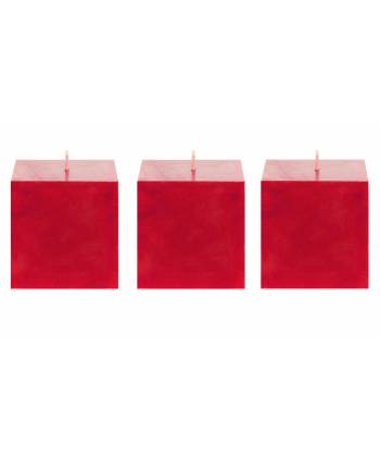 Unscented  Red  Square Candle (Pack  of  -3
