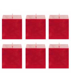 Unscented  Red  Square Candle (Pack  of  -6)
