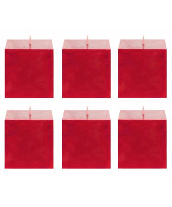 Unscented  Red  Square Candle (Pack  of  -6)