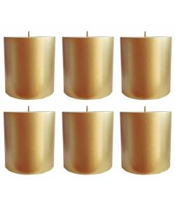 Unscented  Golden  Pillar Candle (Pack  of  -6)
