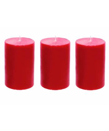 Unscented  Red  Pillar Candle (Pack  of  -3)