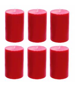 Unscented  Red  Pillar Candle (Pack  of  -6)