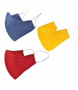 3 Ply/ Layer Reusable/Washable Multicolor Cotton Face Mask for Men and Women- Pack of 3 CFMSK0013
