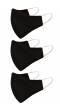 3 Ply/ Layer Reusable/Washable Plain Black Color Cotton Face Mask for Men and Women- Pack of 3 CFMSK0014