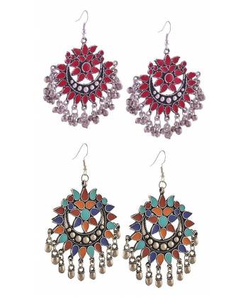 Red & Multi-Colour bohemian Dangler Earring combo