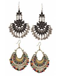 Buy Online Crunchy Fashion Earring Jewelry German Silver Pink Pearls Chandbali Earrings Jewellery CFE1196