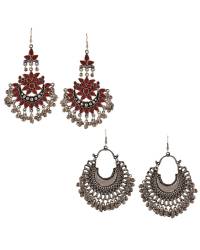 Buy Online Crunchy Fashion Earring Jewelry Red Crescent Shaped Tasselled Drop Earrings Jewellery CFE1177