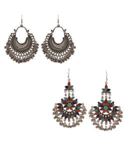 Oxidised Silver bohemian Dangler Earring Combo