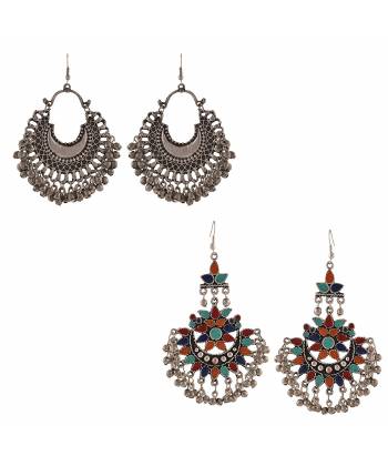 Oxidised Silver bohemian Dangler Earring Combo