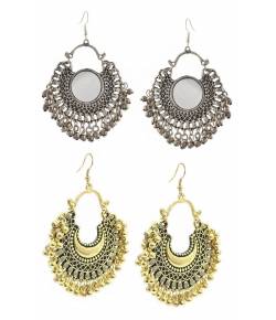 Golden & Silver mirror Bohemian Dangle Earring 