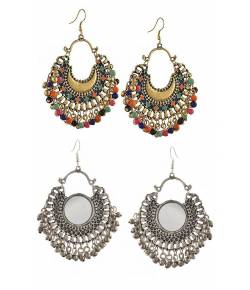 Tribal & Silver mirror Bohemian Alloy Dangle Earring 