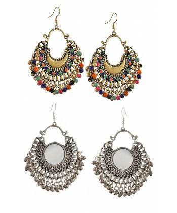 Tribal & Silver mirror Bohemian Alloy Dangle Earring 