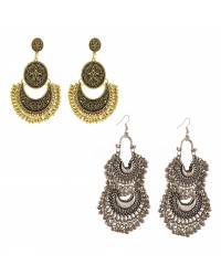 Buy Online Crunchy Fashion Earring Jewelry Oxidised Silver Afghan Earrings Alloy Earring.. Jewellery CFE1496