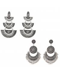 Buy Online Crunchy Fashion Earring Jewelry Crunchy Fashion Oxidized Silver Multicolor Floral Jhumka Earrings RAE2260 Jhumki RAE2260