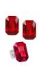 Red Crystal Rectangular Ring- Earrings Combo Set