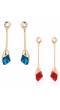 Blue & Red Crystal Long Drop Earrings 