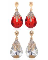 Buy Online Crunchy Fashion Earring Jewelry Gold-Plated Red Crystal Metal Drops Earrings Jewellery CFE0866