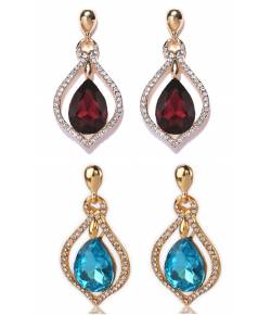 Missa  Deep Brown & Sky-BlueCrystal Earrings 