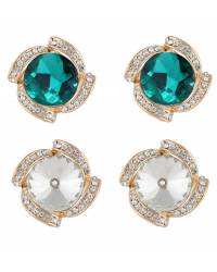 Buy Online Crunchy Fashion Earring Jewelry Blue & WhiteCrystal Studded Alloy Earrings Jewellery CMB0132
