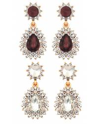 Buy Online Crunchy Fashion Earring Jewelry SwaDev Green & Silver American Diamond Star Floral Studded Jewellery Sets SDJS0012 Jewellery Sets SDJS0012