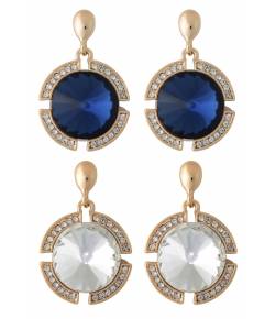 Blue & White Crystal Drop Earrings 