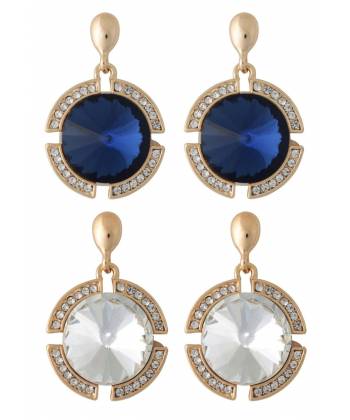 Blue & White Crystal Drop Earrings 