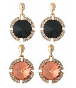 Black &  Brown Crystal Drop Earrings 