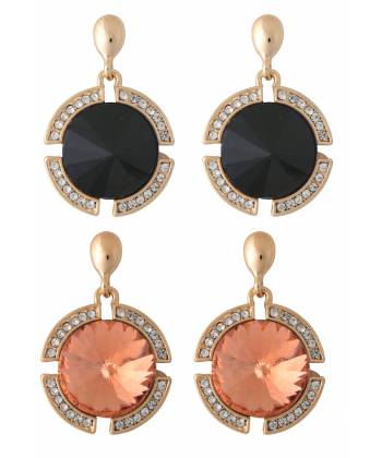 Black &  Brown Crystal Drop Earrings 