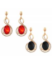 Buy Online Crunchy Fashion Earring Jewelry Meenakari Round Floral Red Golden Earrings RAE0907 Jewellery RAE0907
