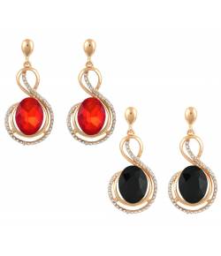 Red & Black Crystal Drop Earrings 