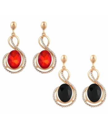 Red & Black Crystal Drop Earrings 
