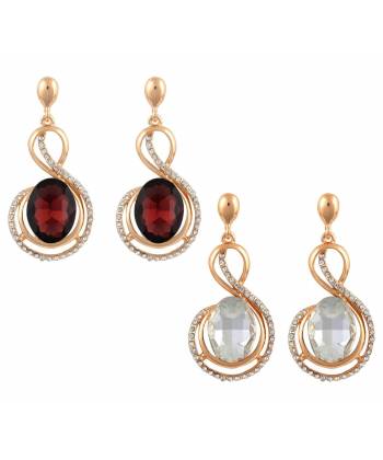 Red & White Crystal Drop Earrings 