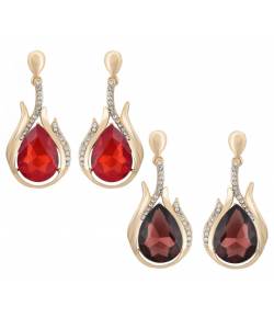 Red & Deep Brown Crystal metal Drop earring