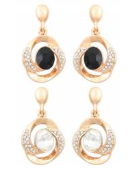 Buy Online Crunchy Fashion Earring Jewelry Crunchy Fashion Pink Silver-Plated American Diamond AD-Studded Floral Shaped Jewellery Set SDJS0046... Jewellery Sets SDJS0046