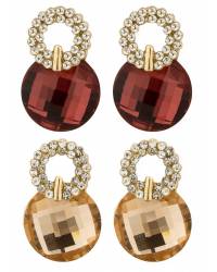 Buy Online Royal Bling Earring Jewelry Crunchy Fashion Gold-plated Blue Lotus Kundan Drop & Dangler Earrings RAE2185 Earrings RAE2185