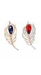Red & Purplle Crystal Feather Leaf Brooch