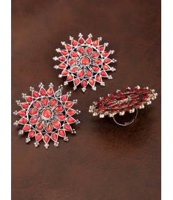 Embellished Pink Combo Ring Earrings set