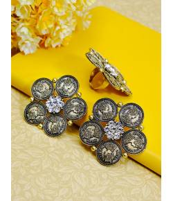 Gold Plated Queen Victoria Big Stud Earring and Ring Combo