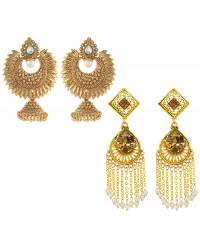 Buy Online Crunchy Fashion Earring Jewelry Navy Blue & Red -Toned Stone-Studded Jewellery CFE1509
