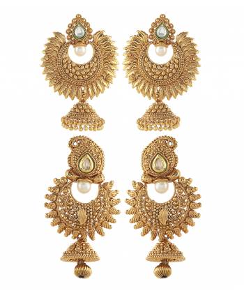 Gold Plated Party Wear Earrings Combo Set