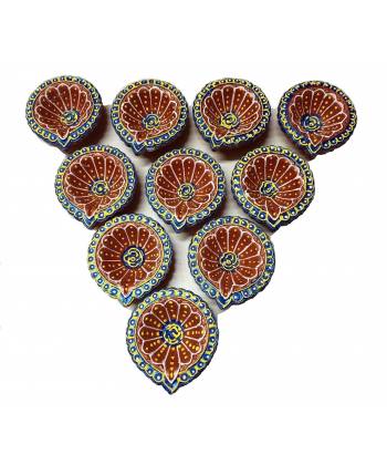 Amroha Crafts 10 Pcs Diya Set of Clay Handmade Diya 05