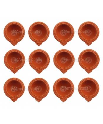 Amroha Crafts 12 Pcs Diya Set of Clay Handmade Diya 12