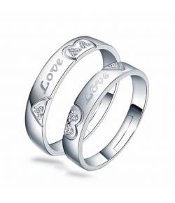 Silver 2PCS Stainless Steel Couples Rings