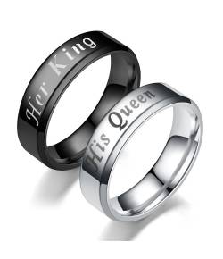 2PCS Her King His Queen Couples Rings 