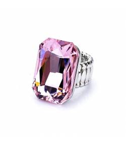 Big Pink Crystal Solitaire Stone Ring