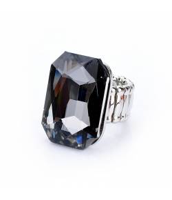 Big Black Crystal Solitaire Stone Ring