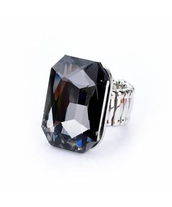 Big Black Crystal Solitaire Stone Ring